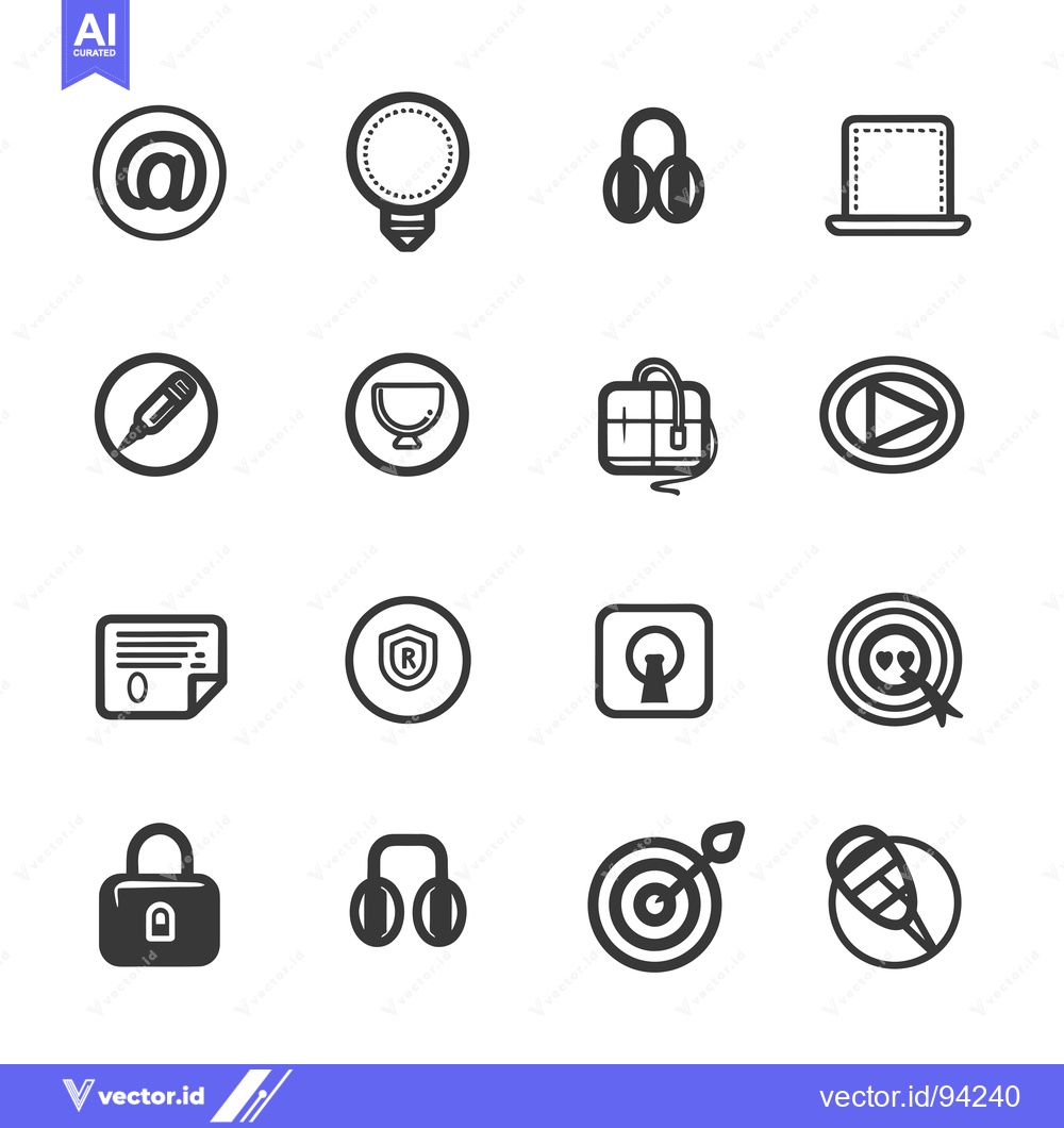 Premium Vector dari Set of 16 Different Outline Icons