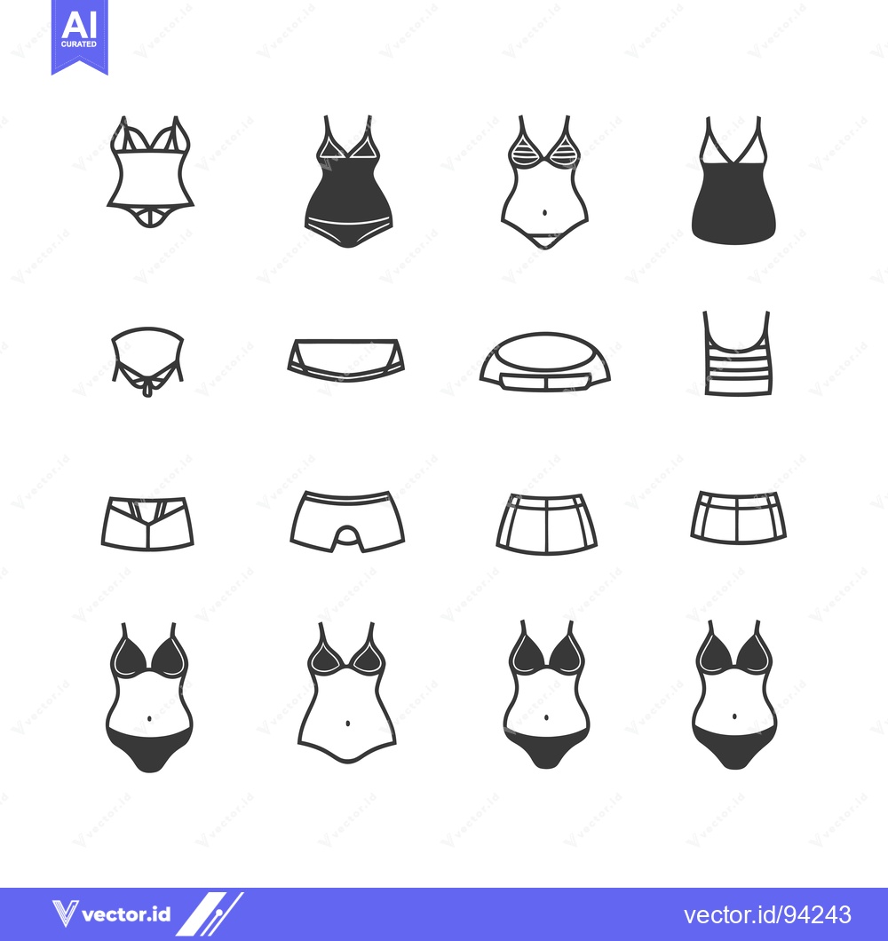 Premium Vector dari Set of 16 different swimsuit silhouettes for women