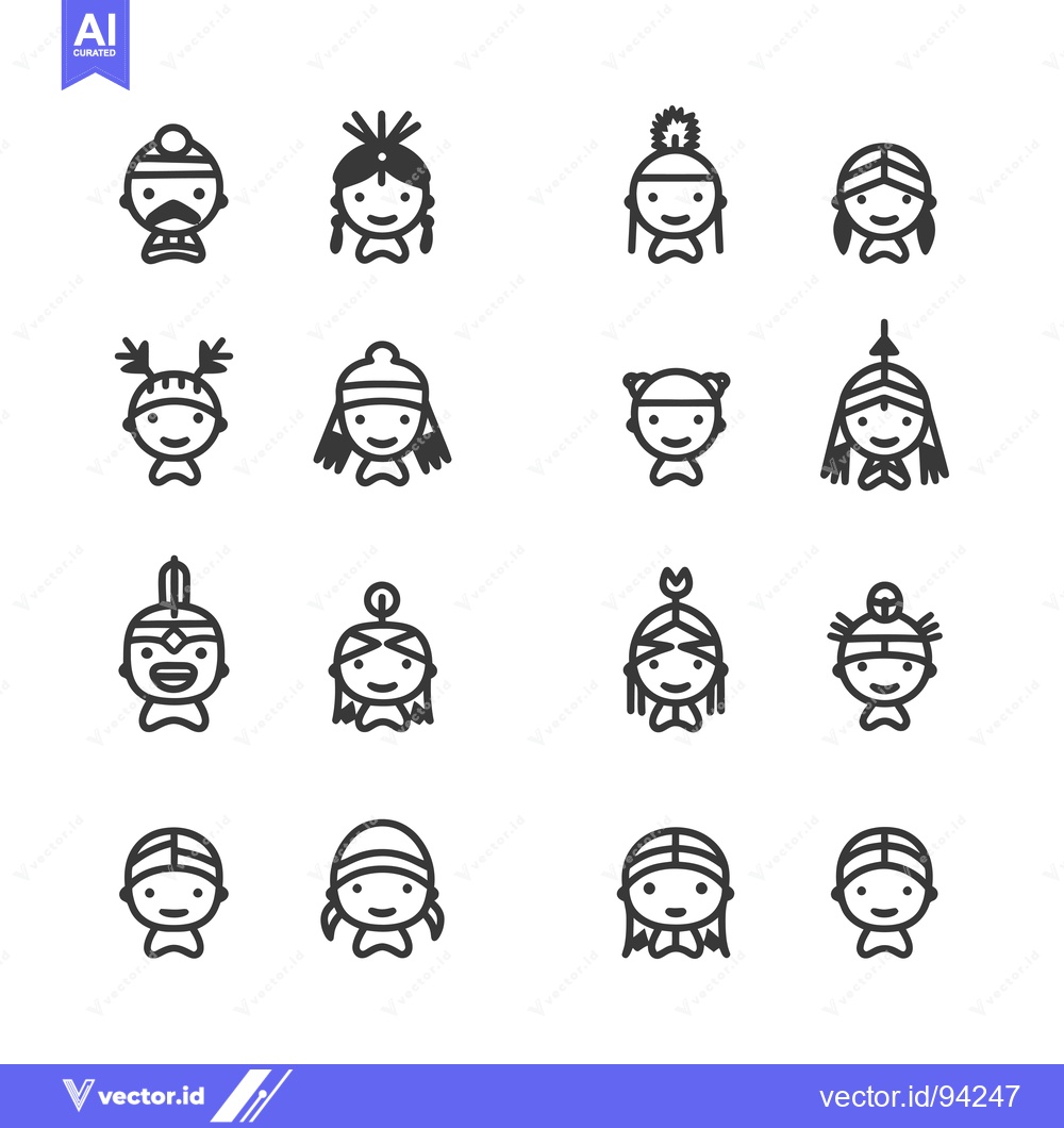 Premium Vector dari Set of 16 Diverse People in Traditional Headwear Icons