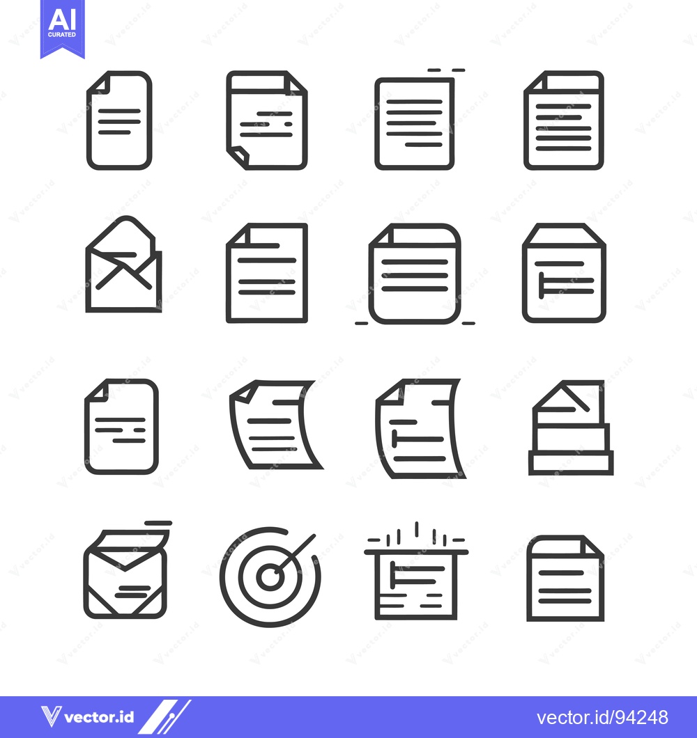 Premium Vector dari Set of 16 Document and File Line Icons
