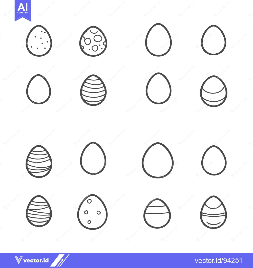 Premium Vector dari Set of 16 Easter egg icons with different patterns