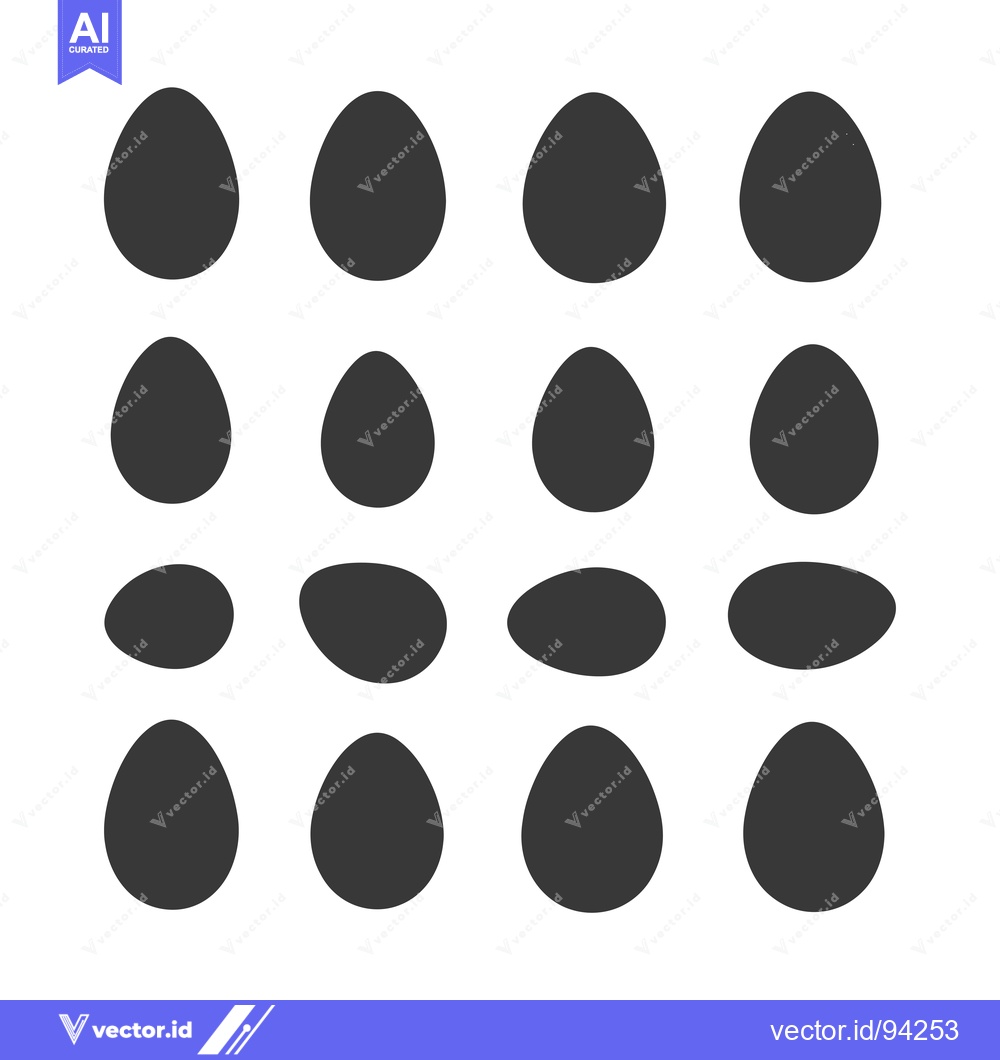 Premium Vector dari Set of 16 egg shapes, including oval, rounded and pointed
