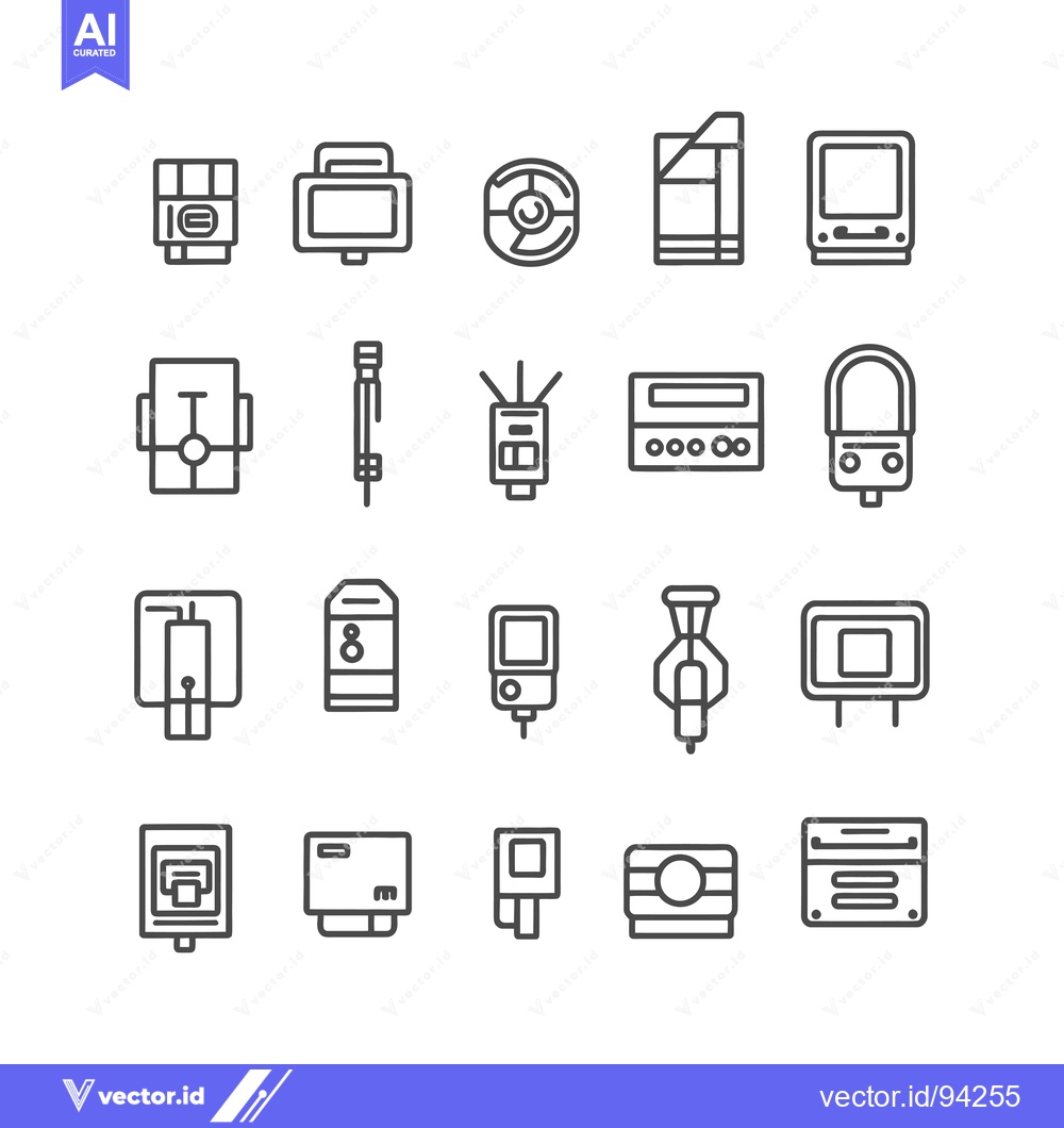 Premium Vector of Set of 16 Electronics Outline Icons
