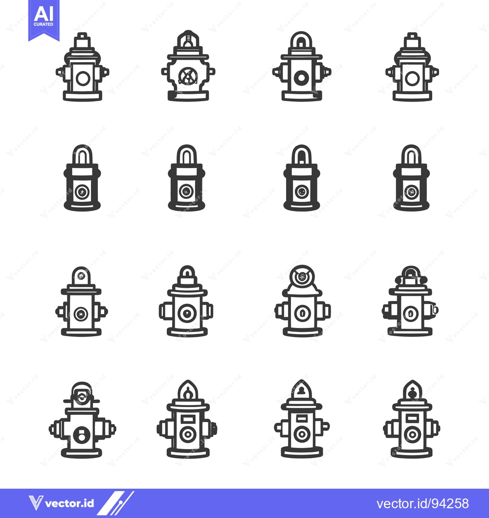 Premium Vector dari Set of 16 Fire Hydrant Icons in Different Styles