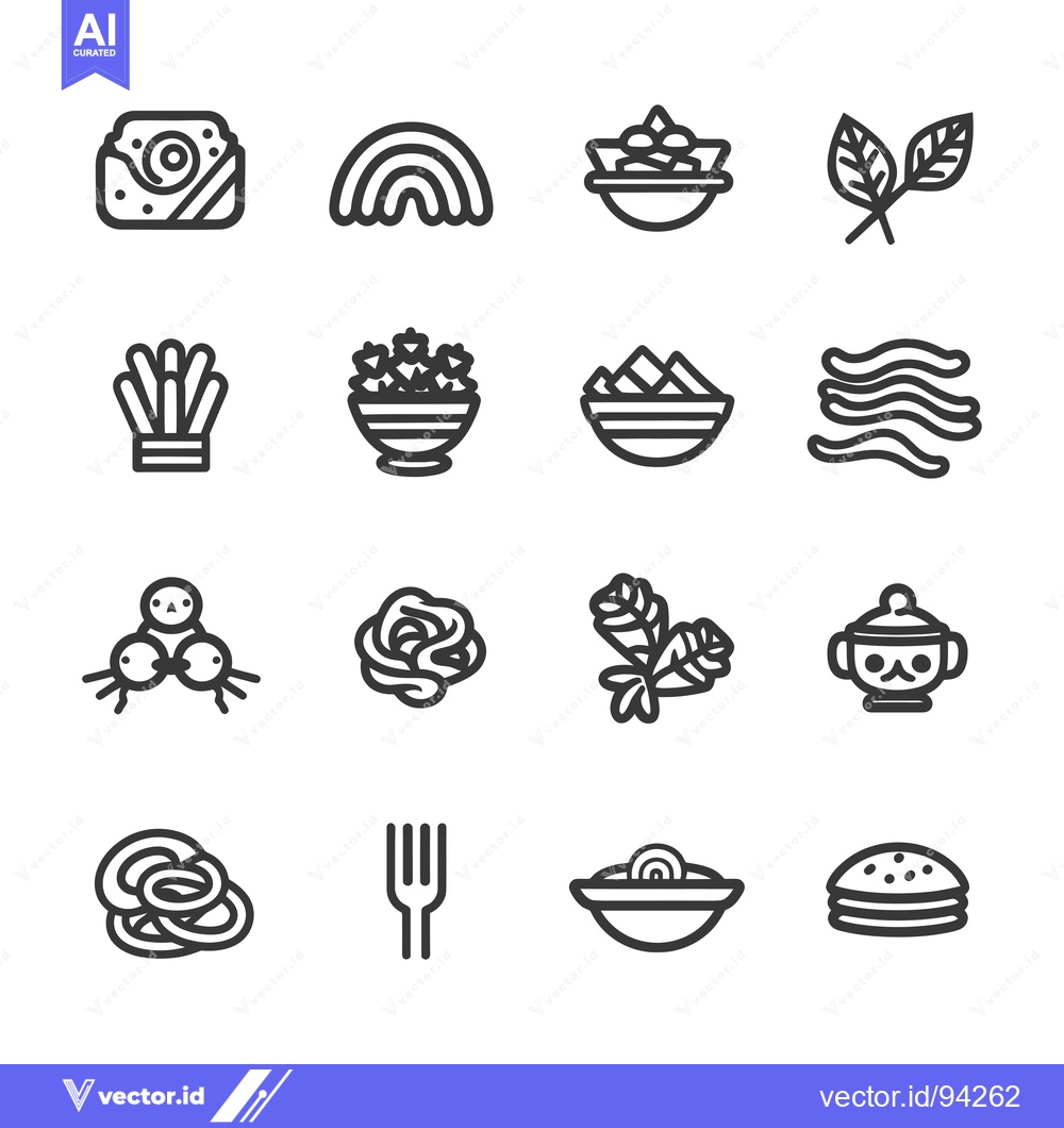 Premium Vector dari Set of 16 Food and Drink Line Icons