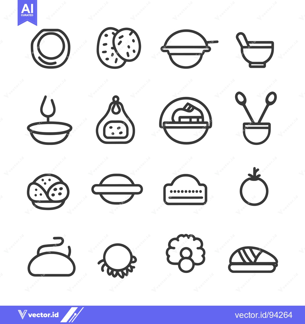 Premium Vector dari Set of 16 Food Icons in Line Style