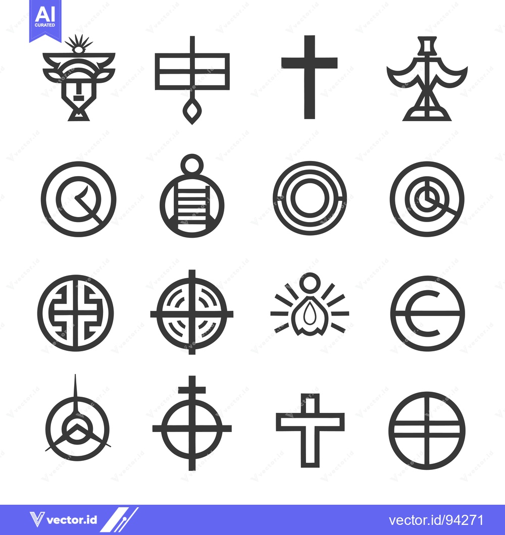 Premium Vector dari Set of 16 Geometric Abstract Symbol Designs