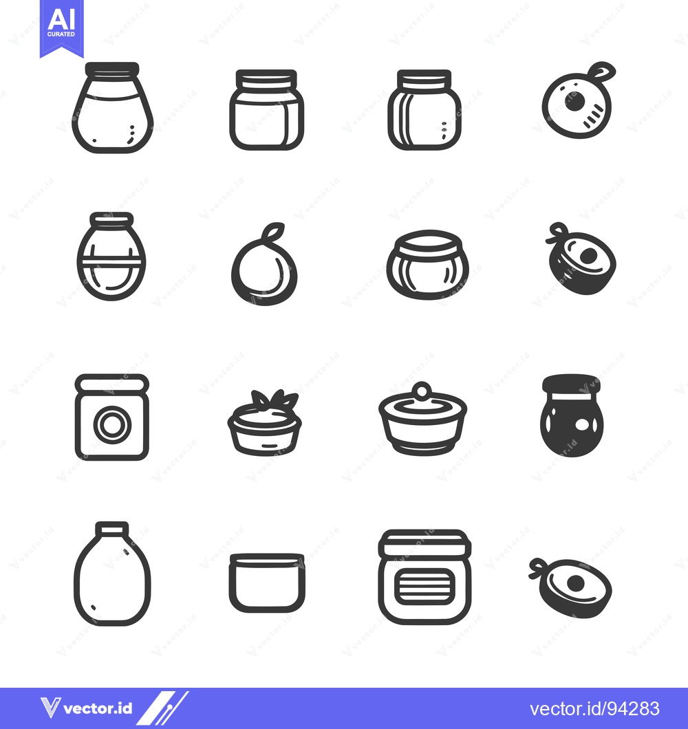 Premium Vector dari Set of 16 Hand-Drawn Jar and Container Icons