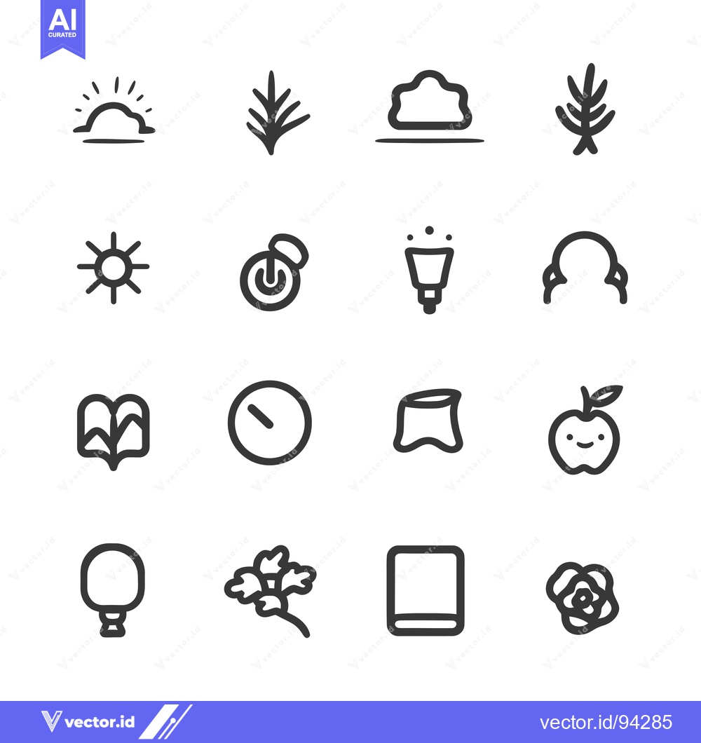 Premium Vector dari Set of 16 Hand-Drawn Line Icons