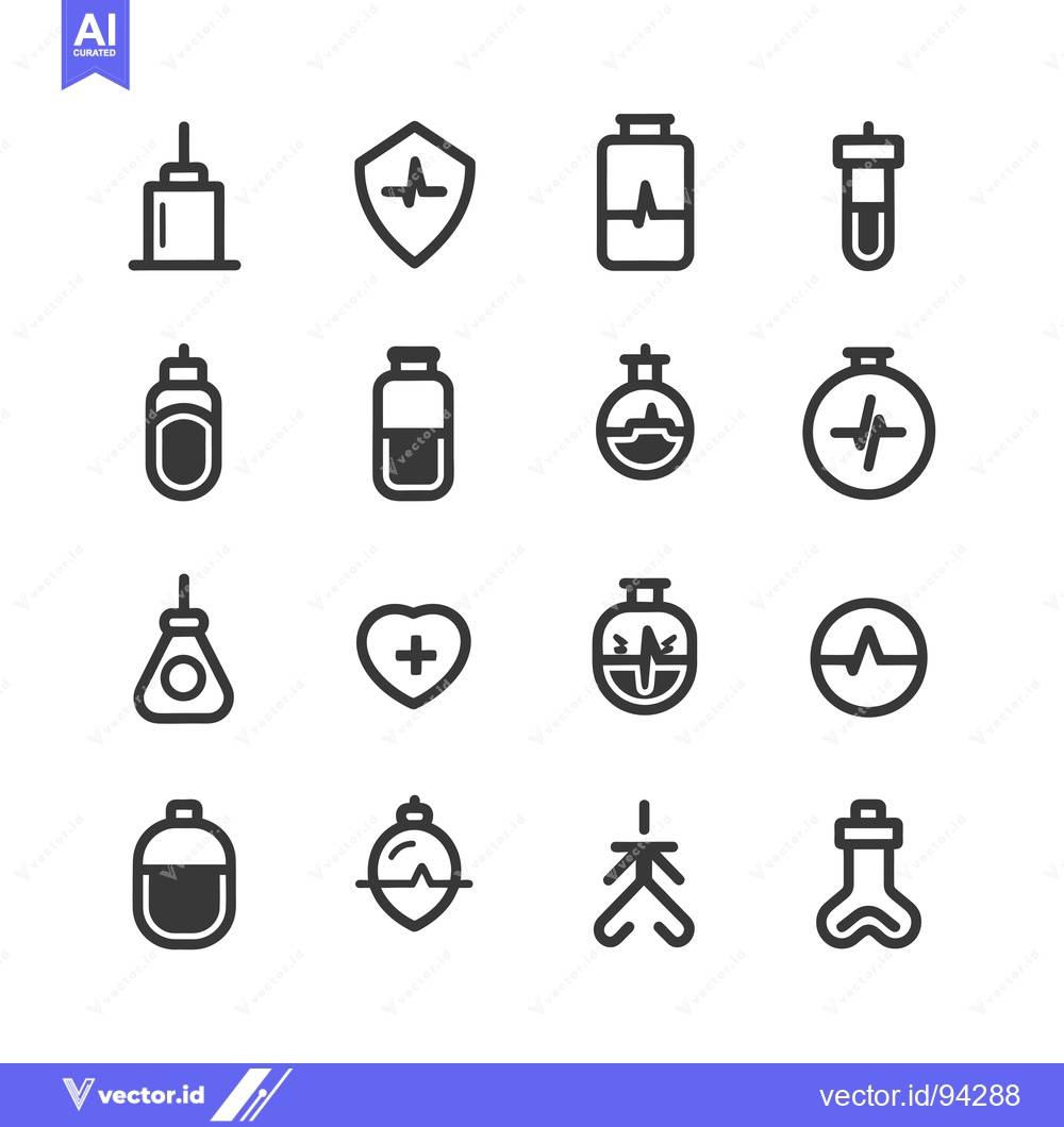 Premium Vector dari Set of 16 Heartbeat and Medical Outline Icons