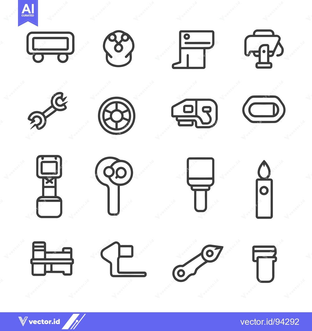 Premium Vector of Set of 16 Industrial and Mechanical Line Icons