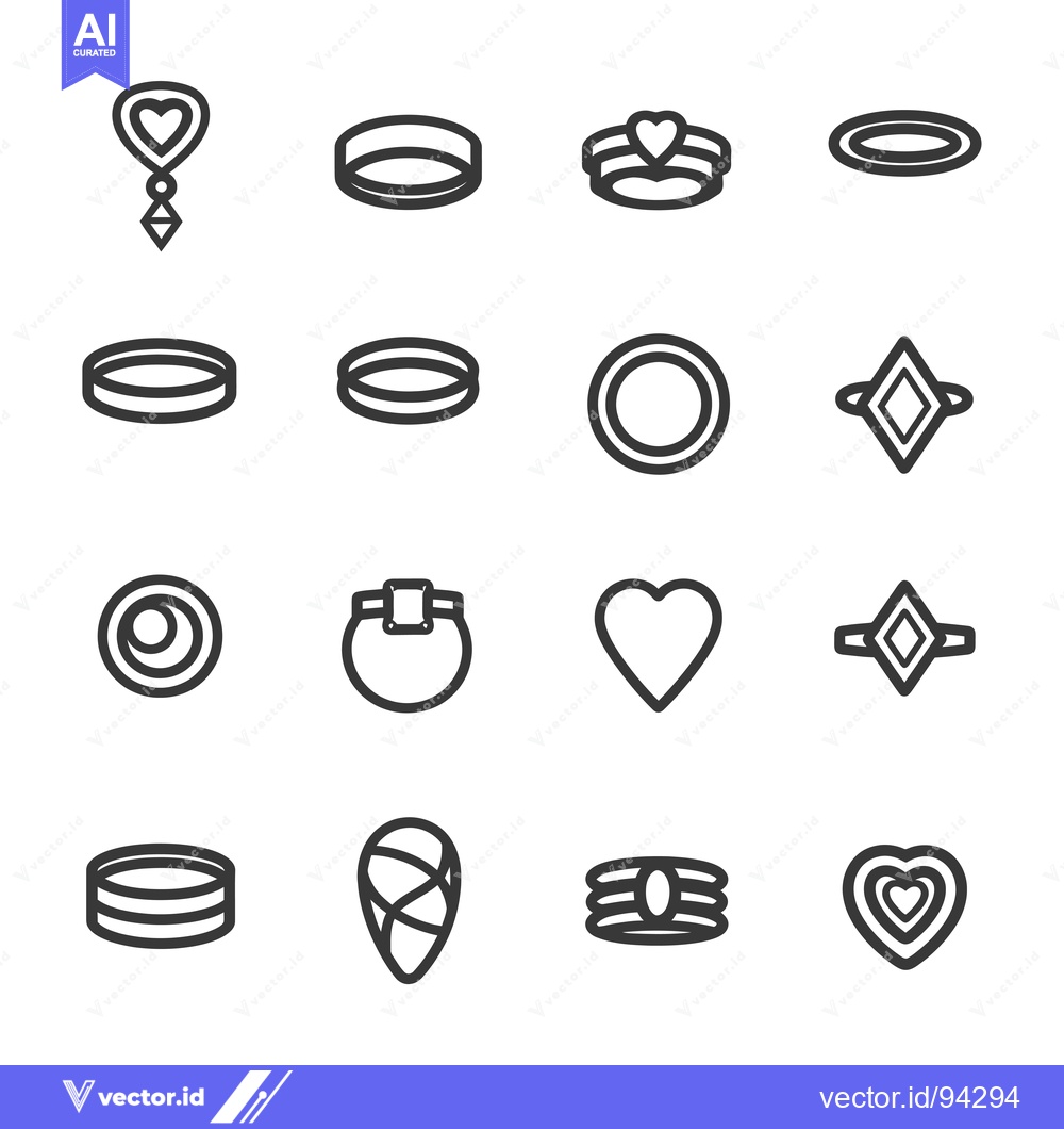 Premium Vector dari Set of 16 Jewelry Icons with Different Shapes and Designs