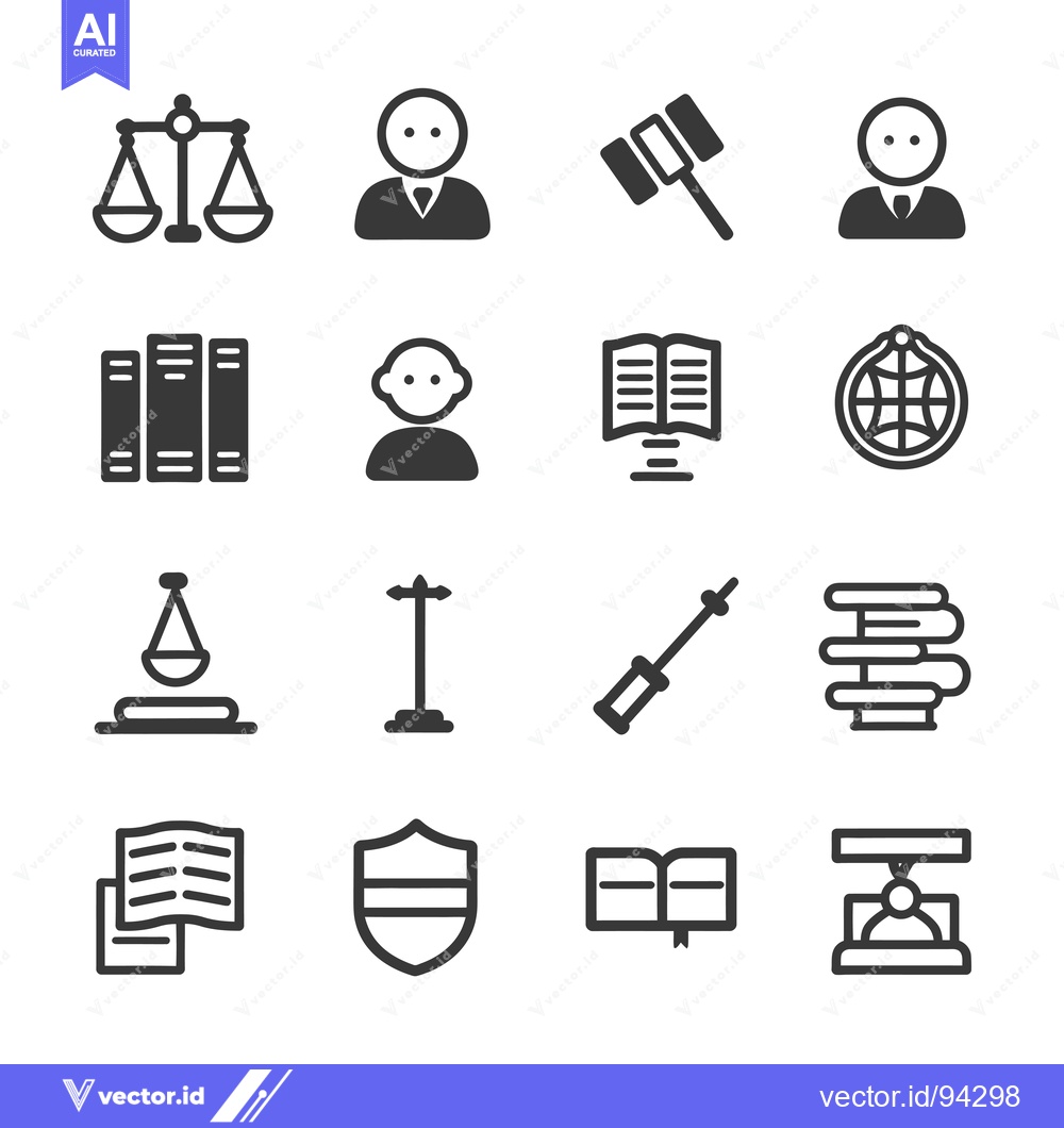 Premium Vector of Set of 16 Law and Justice Icons