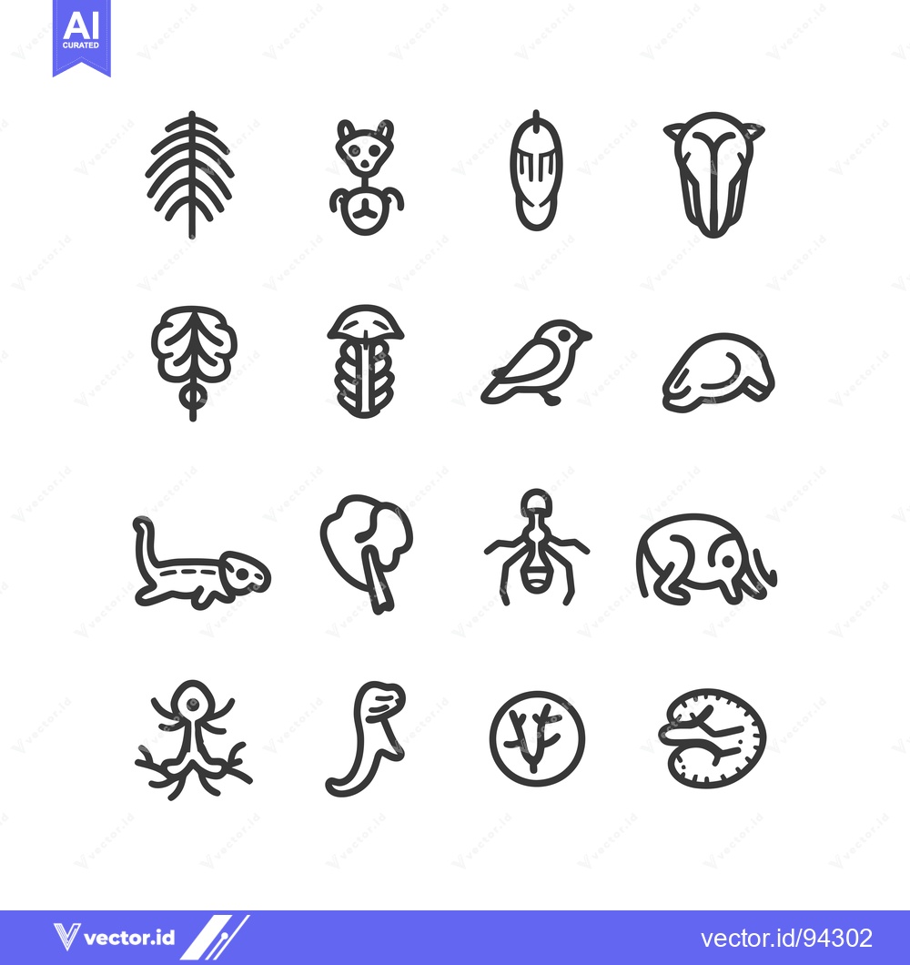 Premium Vector of Set of 16 Linear Icons for Animal, Nature, and Human Anatomy