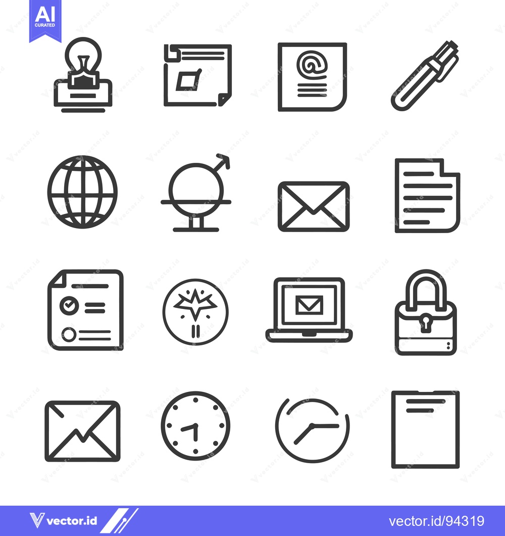 Premium Vector dari Set of 16 Line Icons for Business and Communication