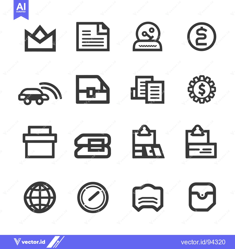 Premium Vector of Set of 16 Line Icons for Business and Finance