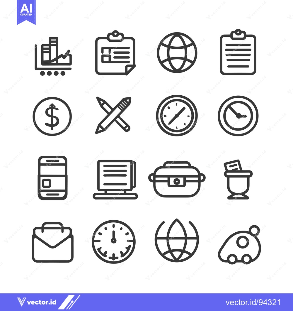 Premium Vector of Set of 16 Line Icons for Business, Finance, and Technology