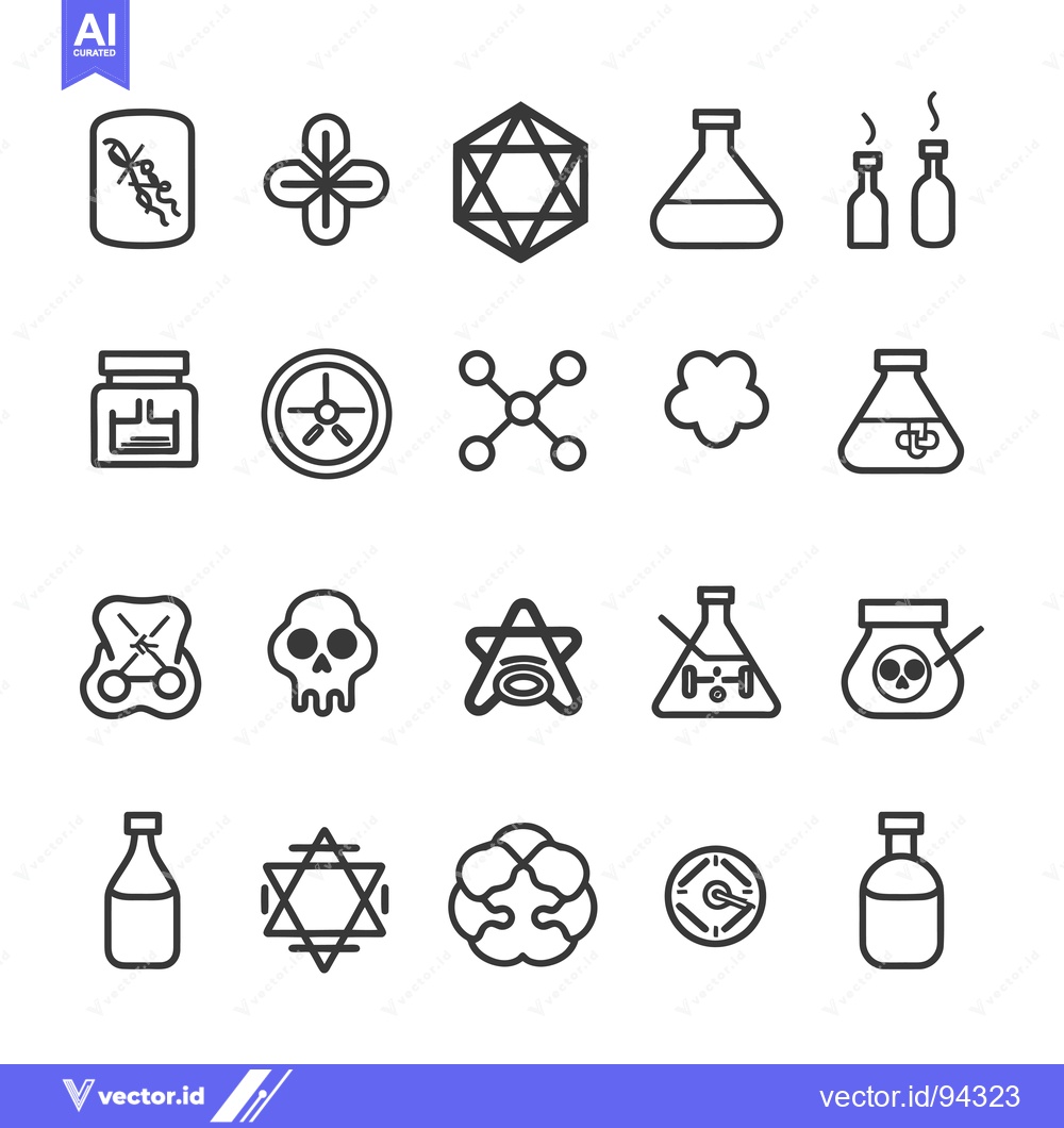Premium Vector dari Set of 16 Line Icons for Chemistry and Science Related Concepts