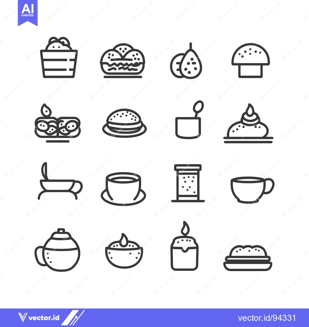 Premium Vector dari Set of 16 Line Icons for Food and Drinks