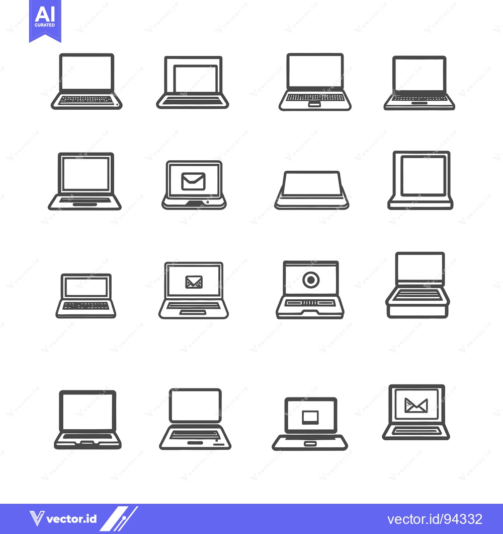 Premium Vector dari Set of 16 Line Icons for Laptop Computers with Different Functions