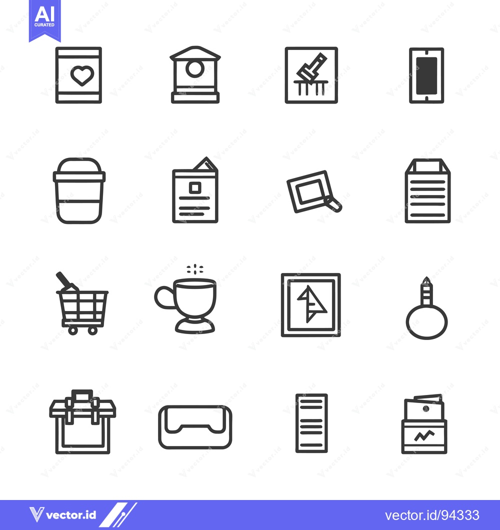 Premium Vector of Set of 16 Line Icons for Mobile App and Web Design