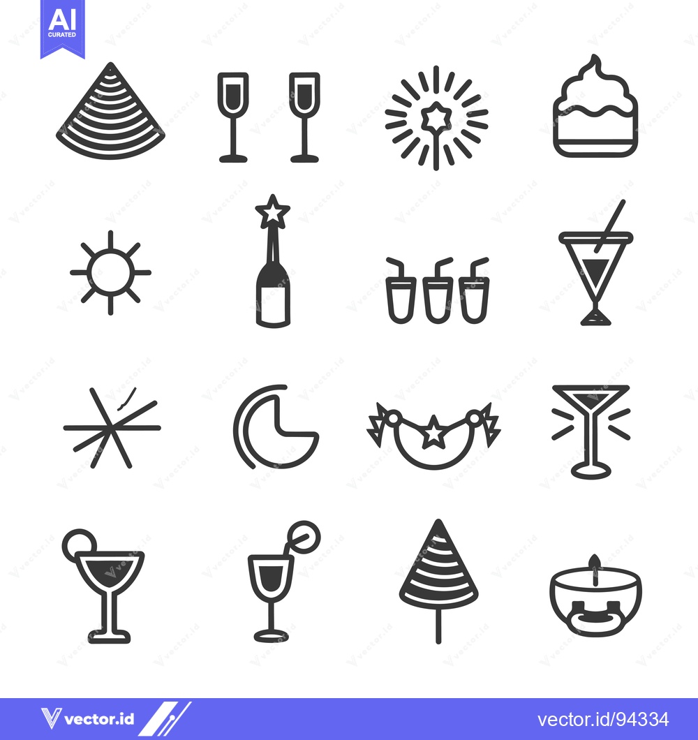 Premium Vector dari Set of 16 Line Icons for Party Celebration and Festive Events
