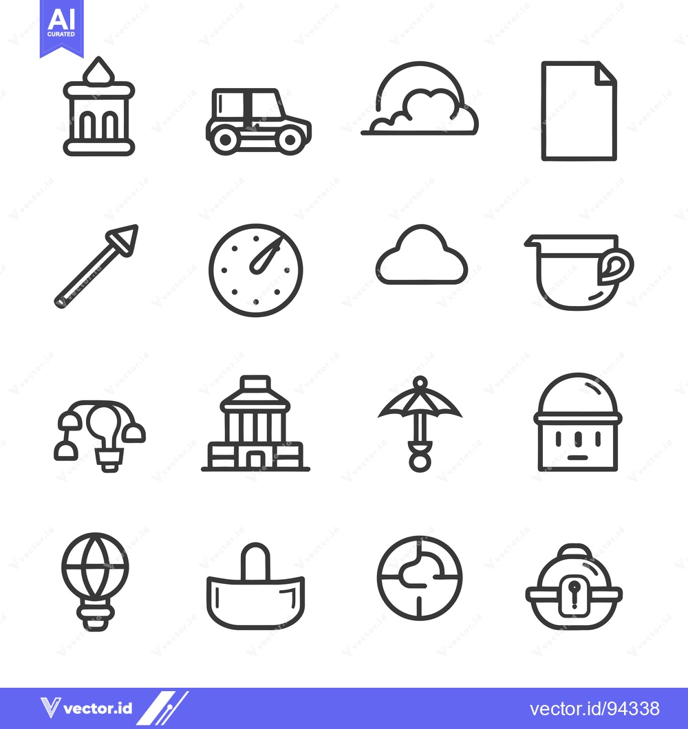 Premium Vector dari Set of 16 Line Icons for Various Concepts and Objects