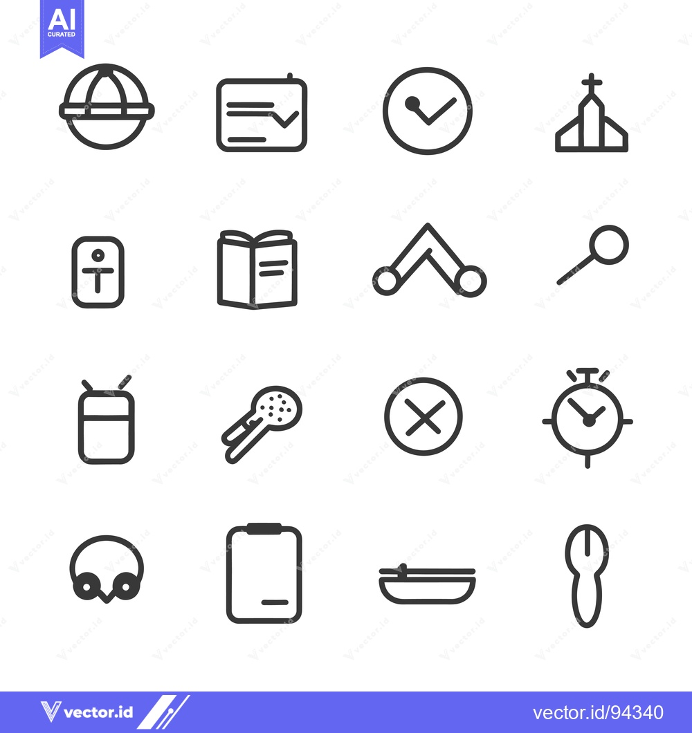 Premium Vector of Set of 16 Line Icons for Various Purposes