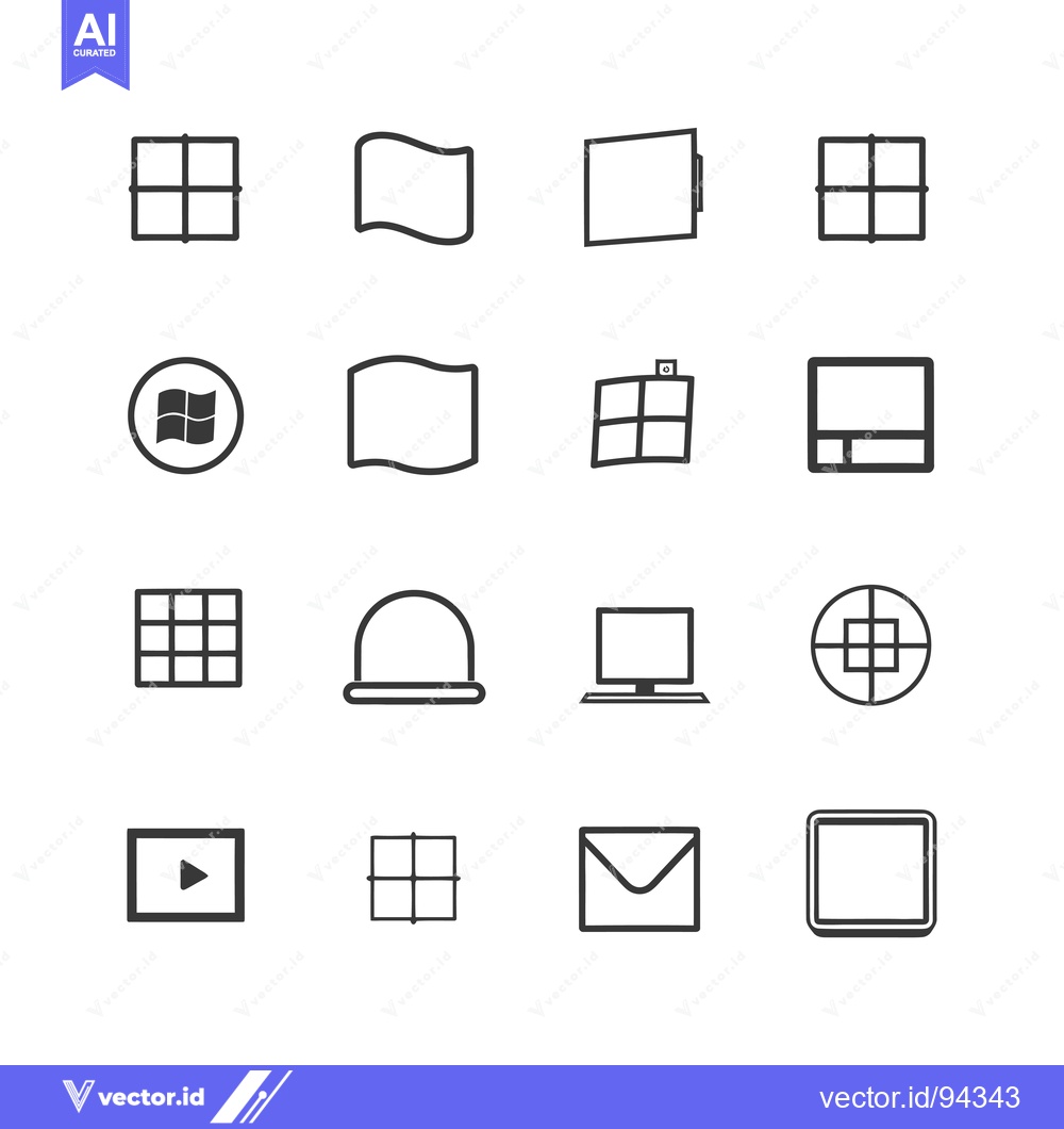 Premium Vector dari Set of 16 Line Icons for Windows and Computer Interface