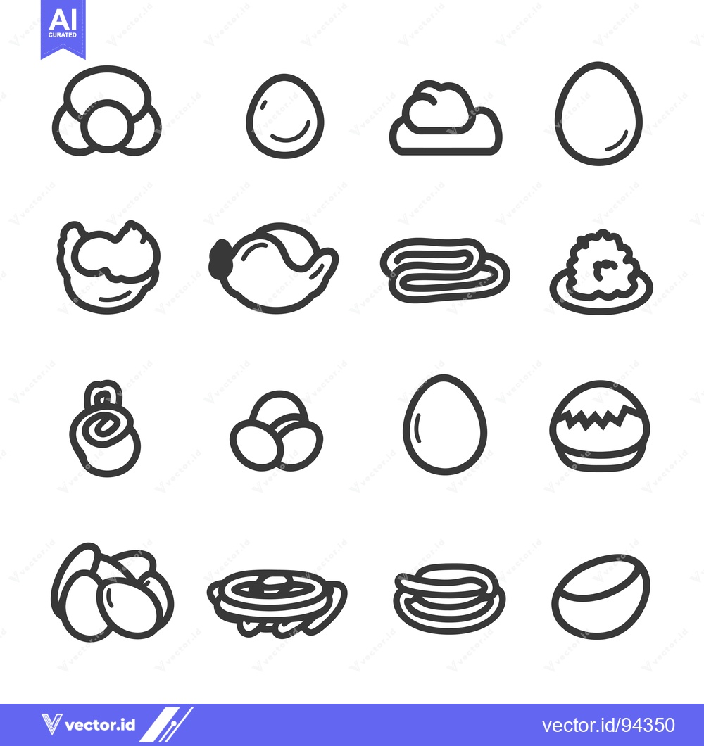 Premium Vector dari Set of 16 Line Icons of Eggs in Different Stages of Development