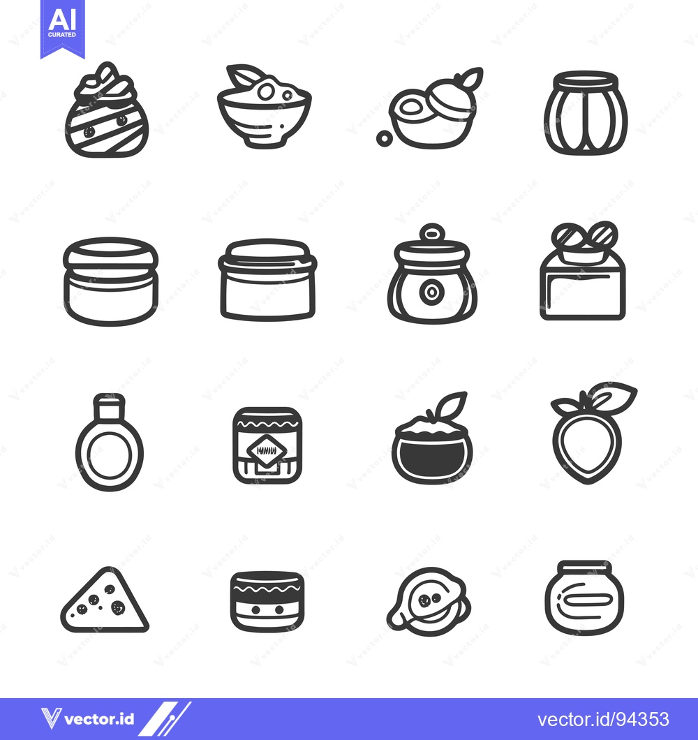 Premium Vector of Set of 16 Line Icons of Jars, Containers, and Bowls