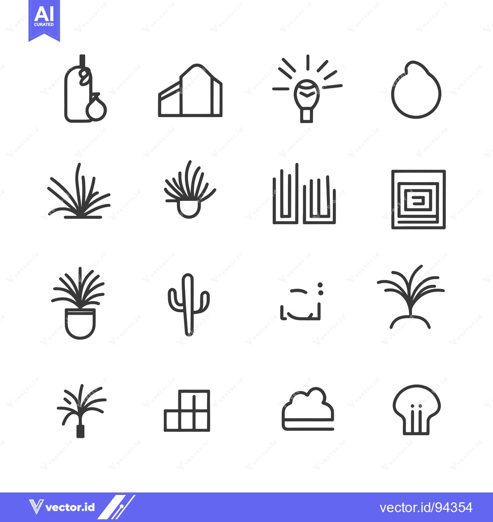 Premium Vector of Set of 16 Line Icons of Plants and Nature Elements