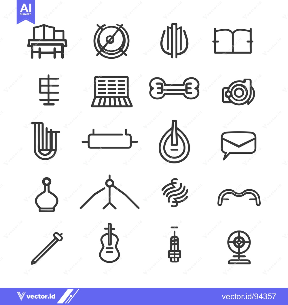 Premium Vector dari Set of 16 Line Icons of Various Objects