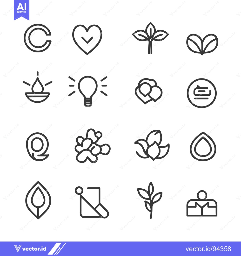 Premium Vector dari Set of 16 Line Icons of Various Shapes and Symbols