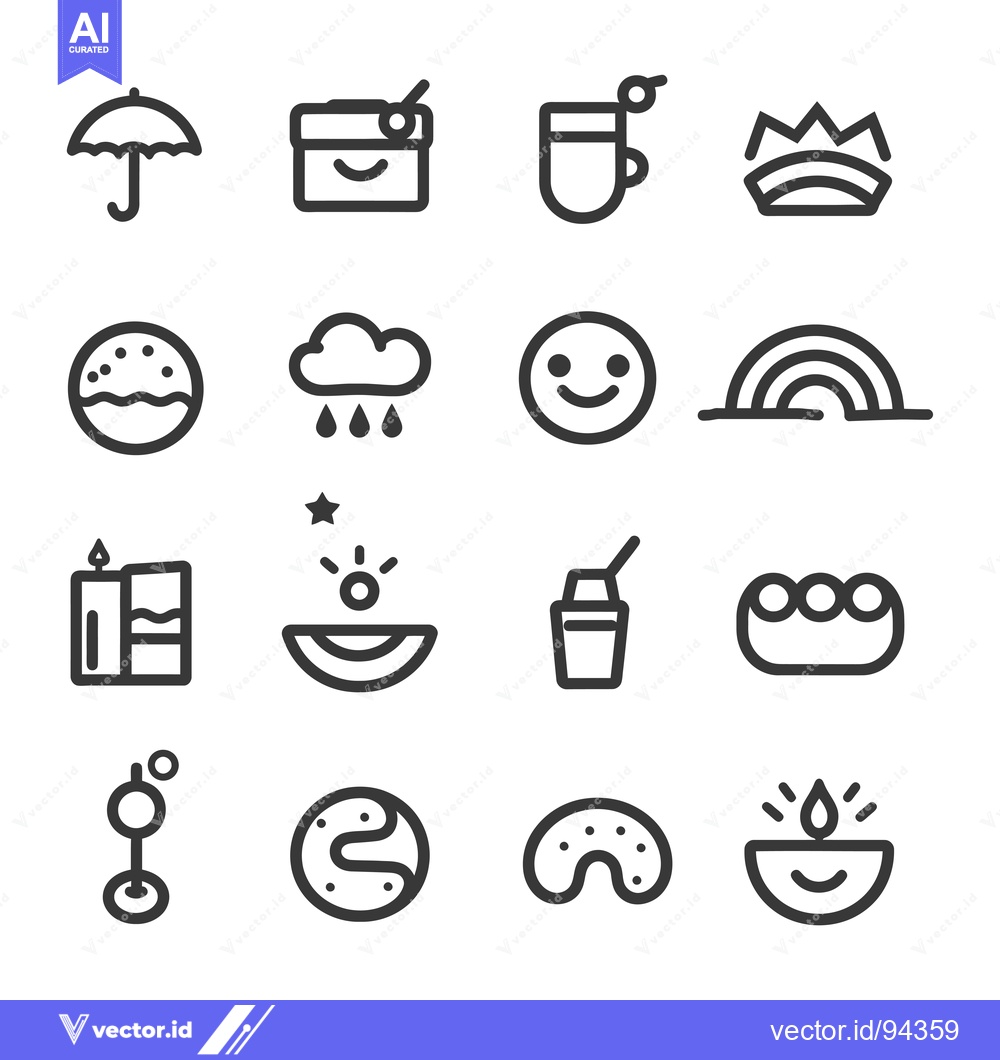 Premium Vector of Set of 16 Line Icons on White Background