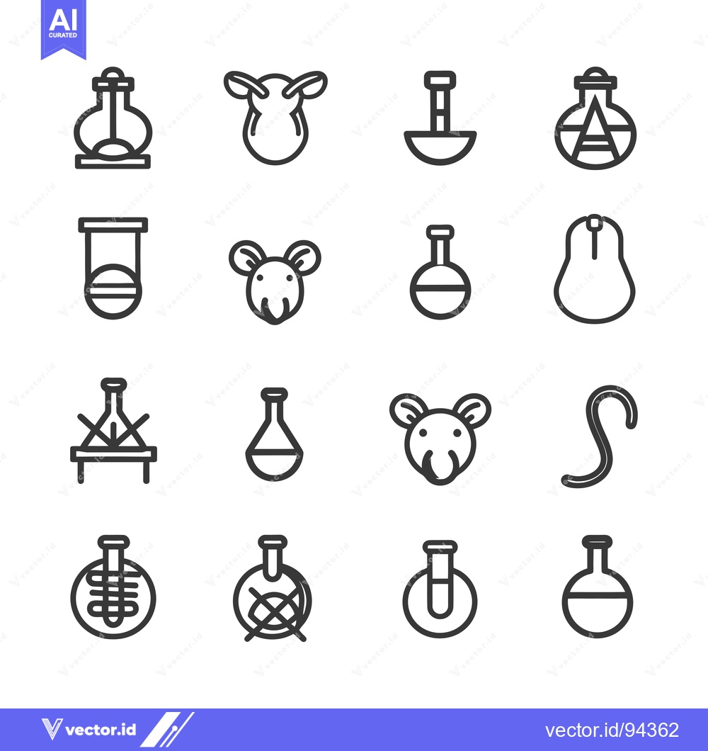 Premium Vector of Set of 16 Line Icons Related to Chemistry and Laboratory