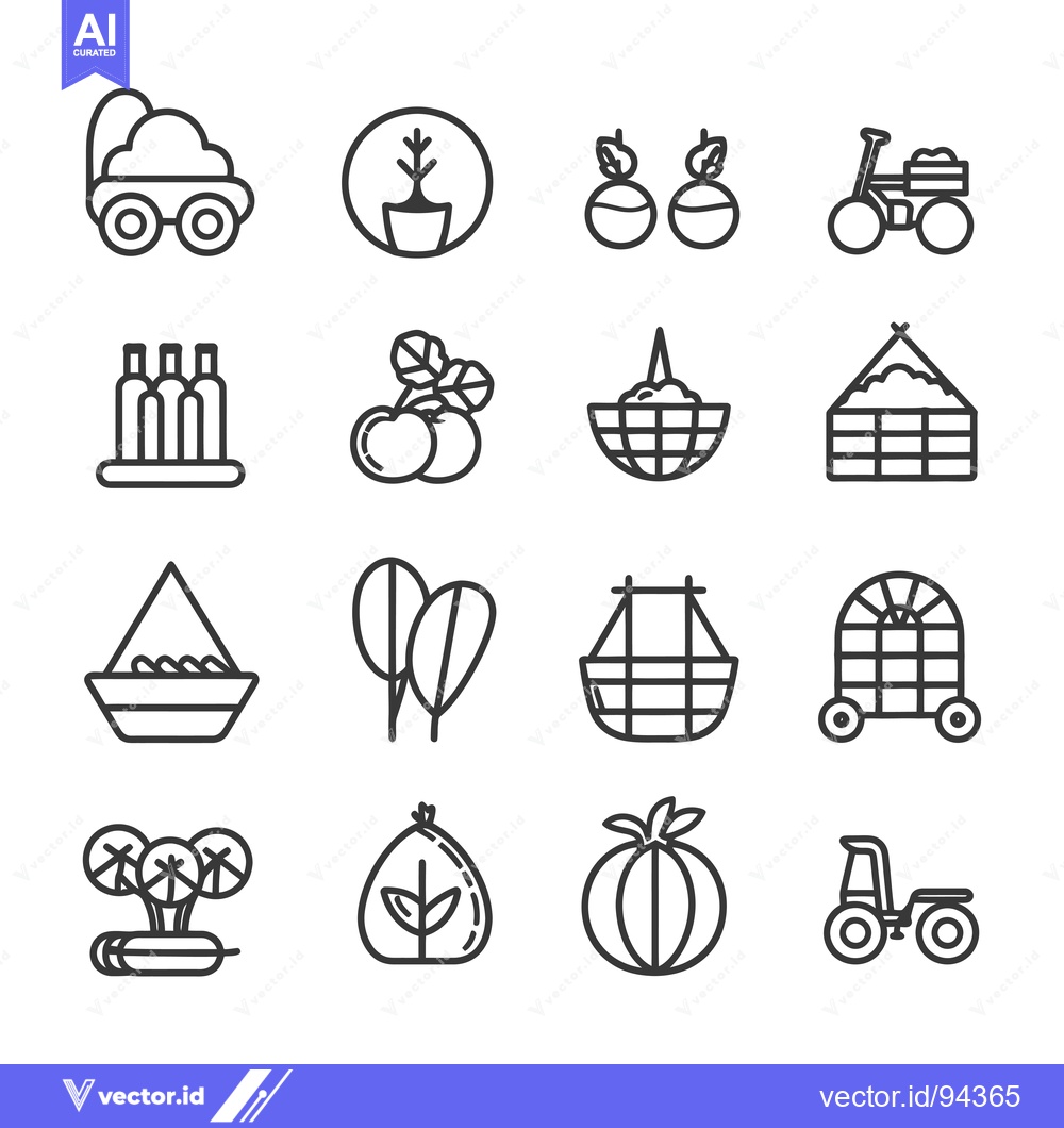 Premium Vector dari Set of 16 Line Icons Related to Gardening and Agriculture