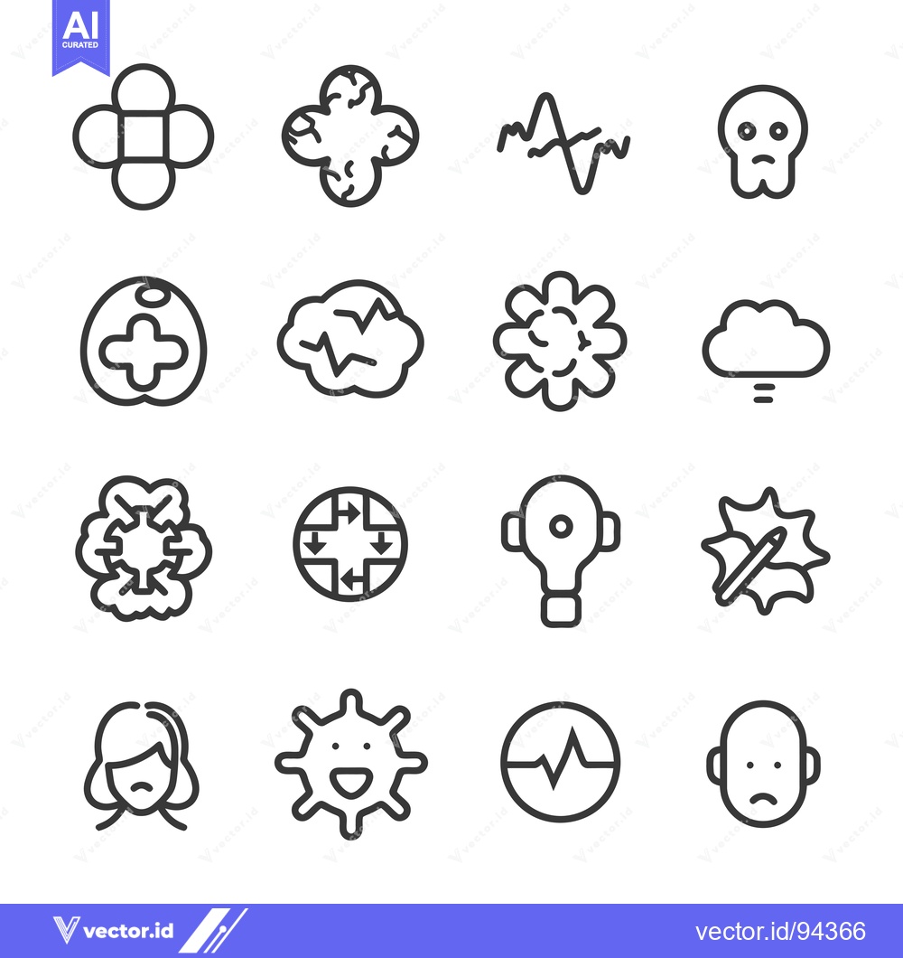 Premium Vector of Set of 16 Line Icons Related to Health, Emotions, and Technology