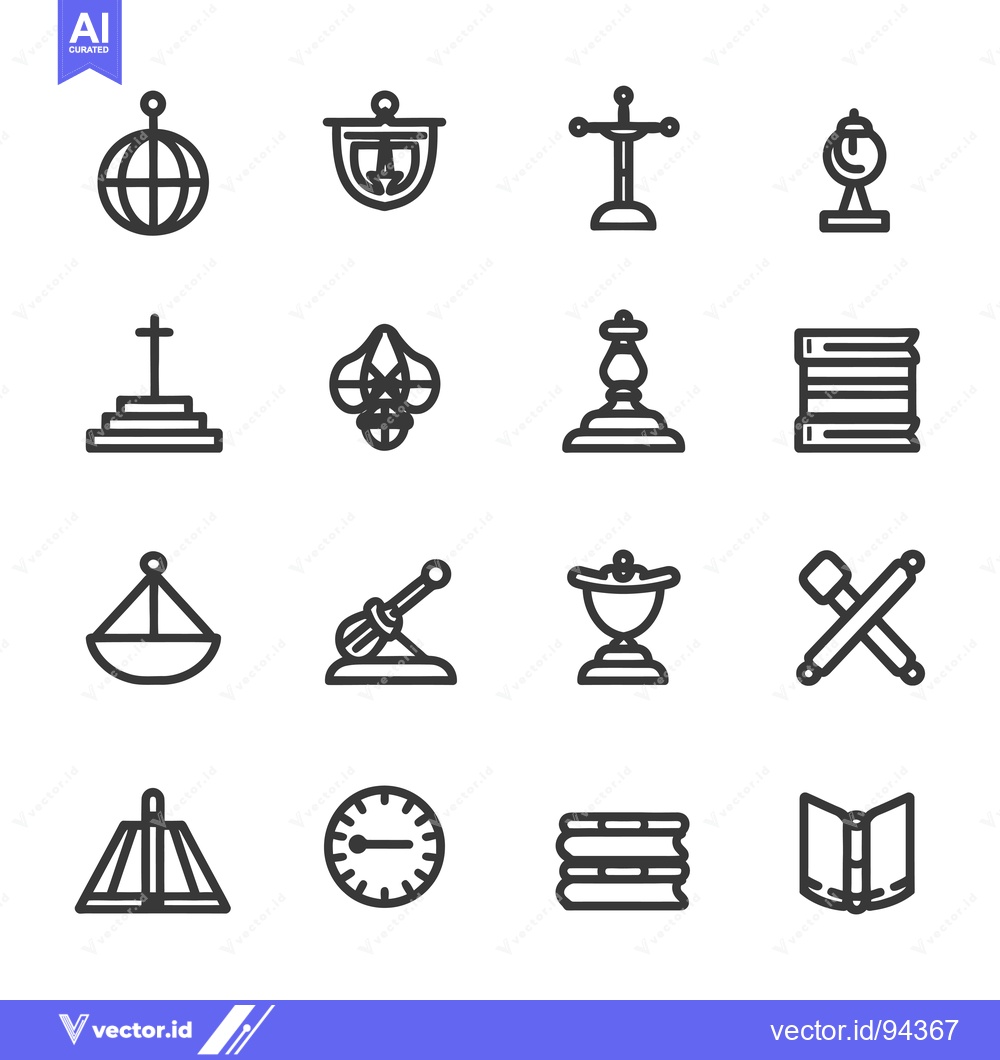 Premium Vector dari Set of 16 Line Icons Related to History and Education