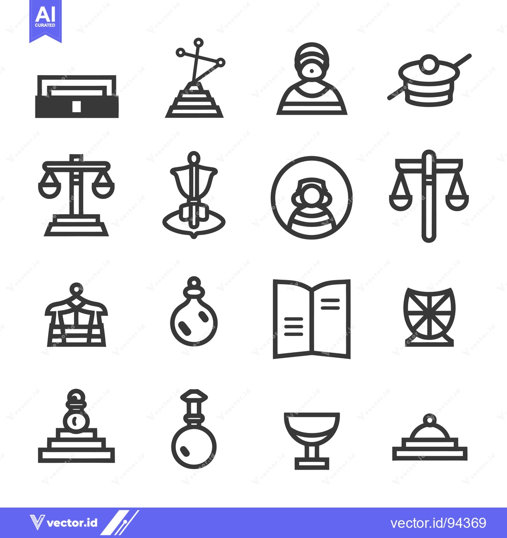 Premium Vector dari Set of 16 line icons related to magic, wizardry, and alchemy