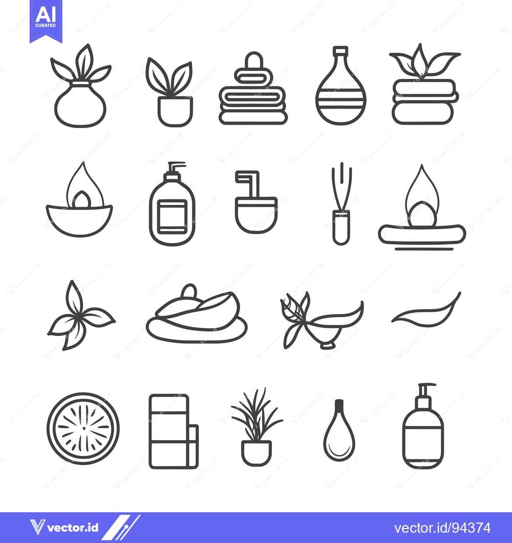 Premium Vector of Set of 16 Line Icons Related to Spa and Beauty