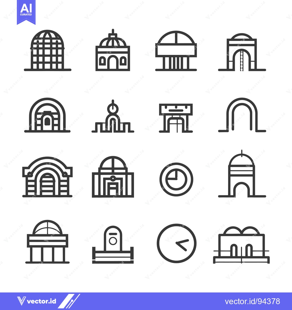 Premium Vector dari Set of 16 Line Icons Representing Buildings and Structures