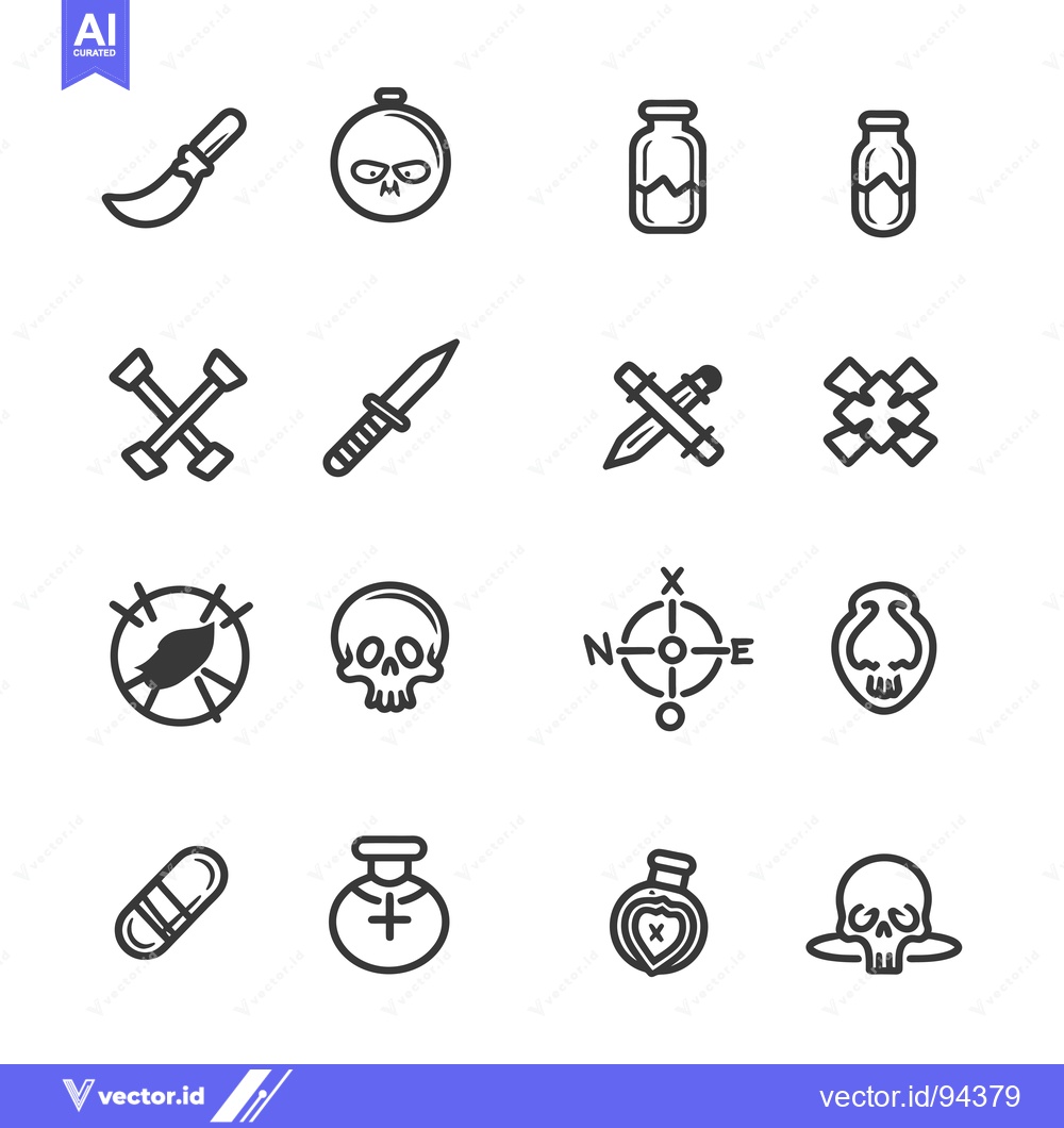 Premium Vector dari Set of 16 Line Icons Representing Death and Danger