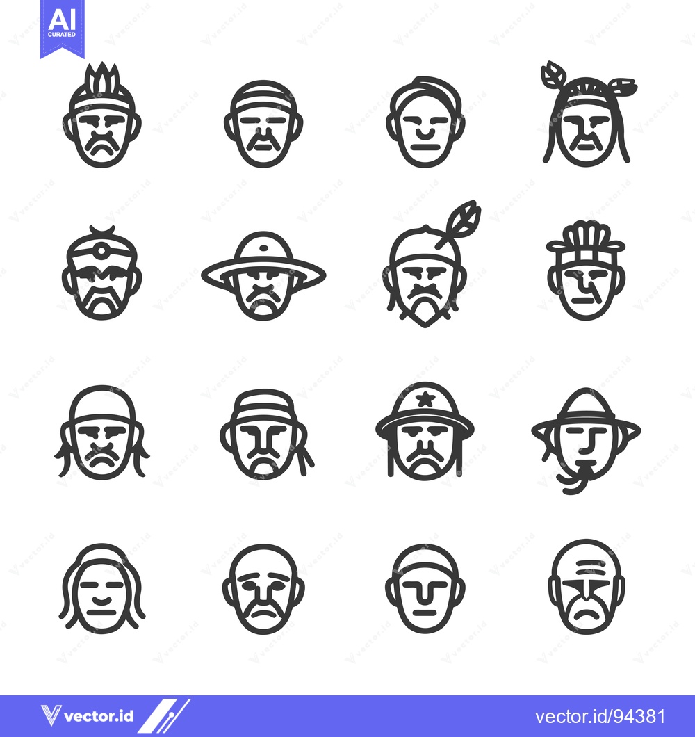 Premium Vector dari Set of 16 Line Icons Representing Different Cultures and Ethnicities