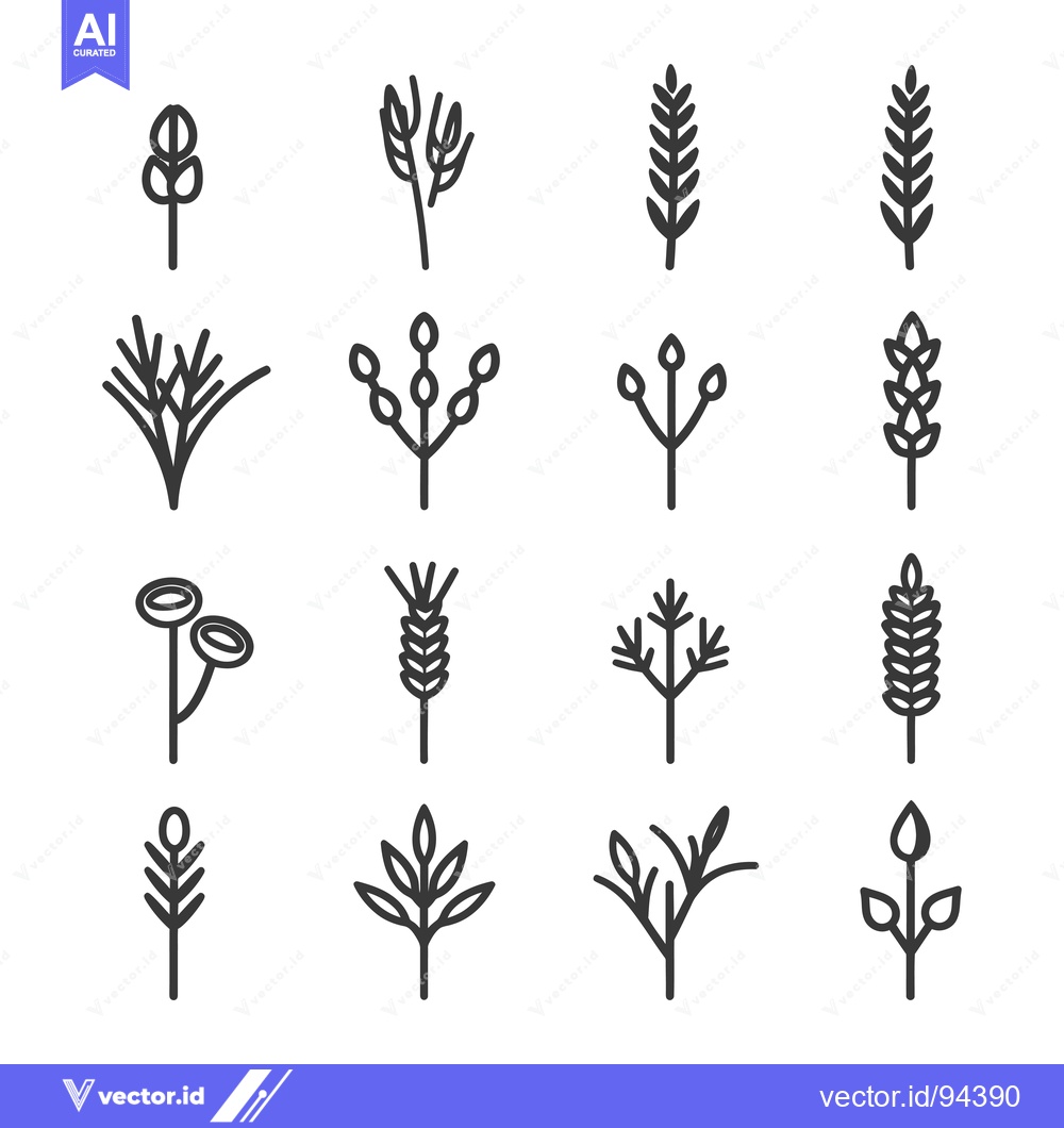 Premium Vector dari Set of 16 Line Icons Representing Various Plant Stems