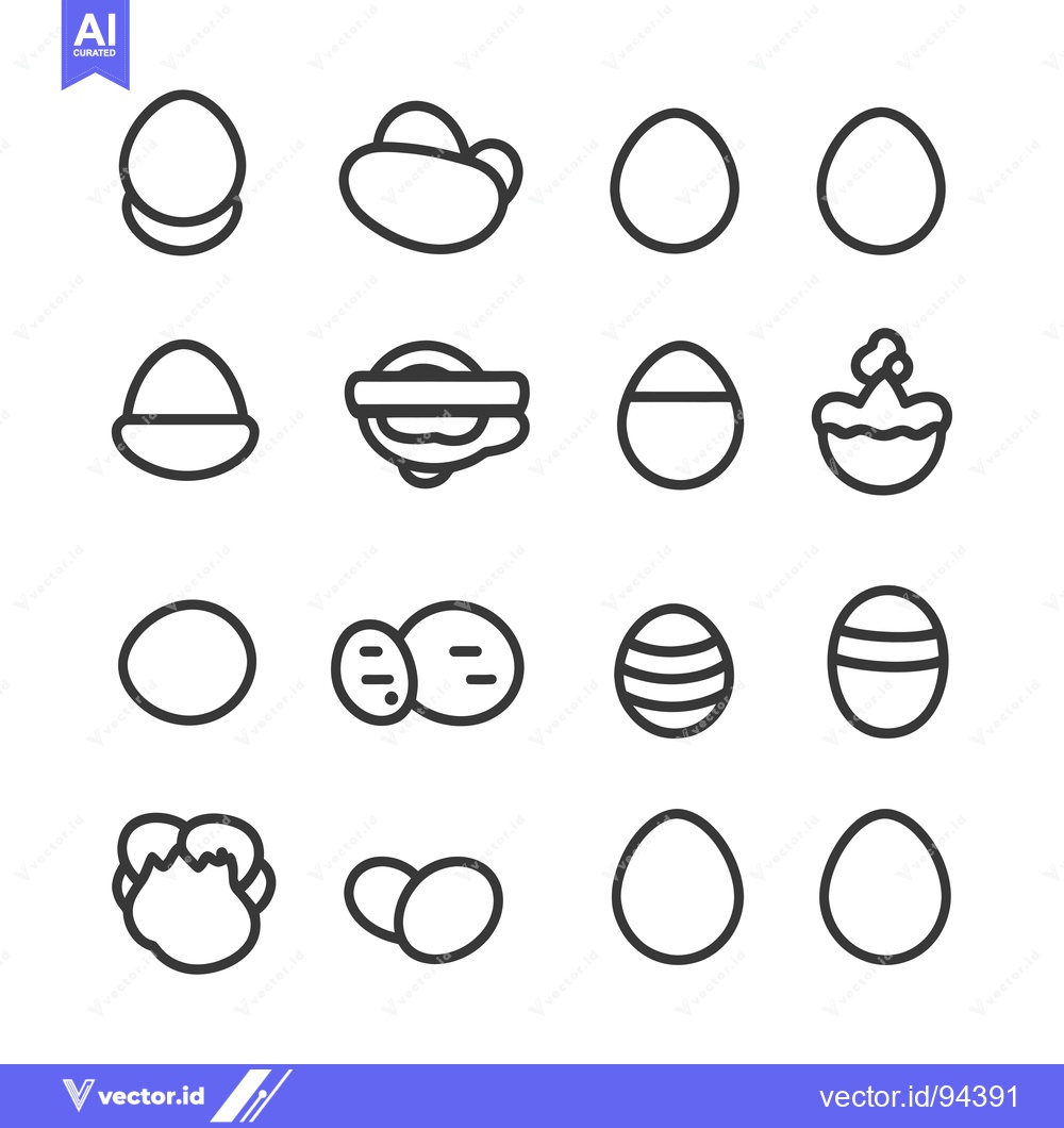 Premium Vector dari Set of 16 Line Icons Representing Various Styles of Eggs
