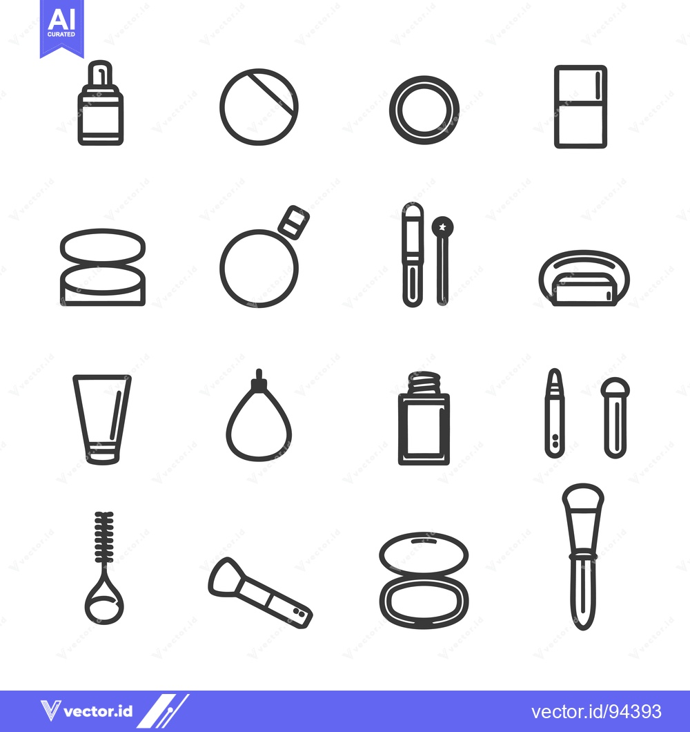Premium Vector dari Set of 16 Makeup Icons in Outline Style