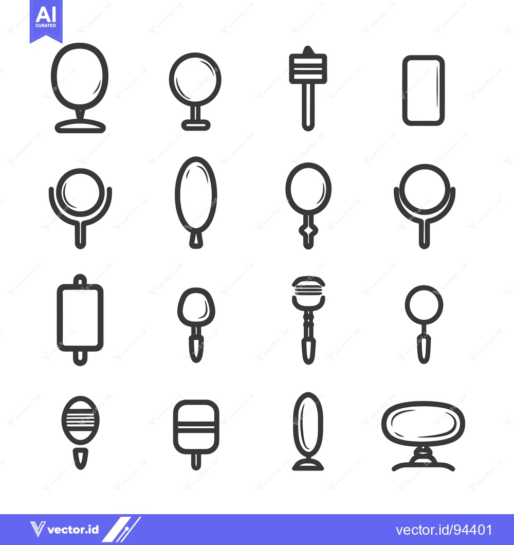 Premium Vector dari Set of 16 Mirror Icons in Line Style