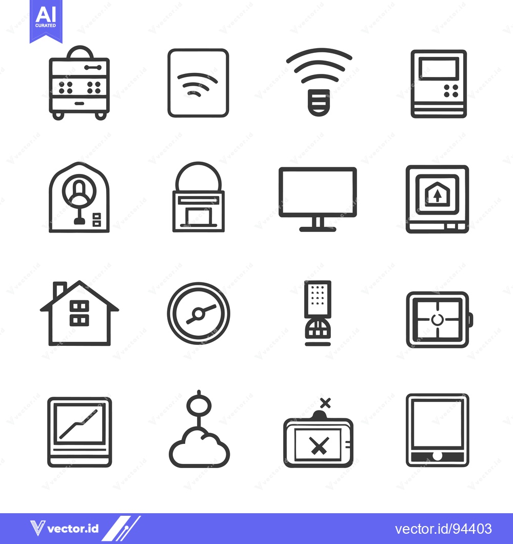 Premium Vector dari Set of 16 Modern Line Icons for Various Devices and Services