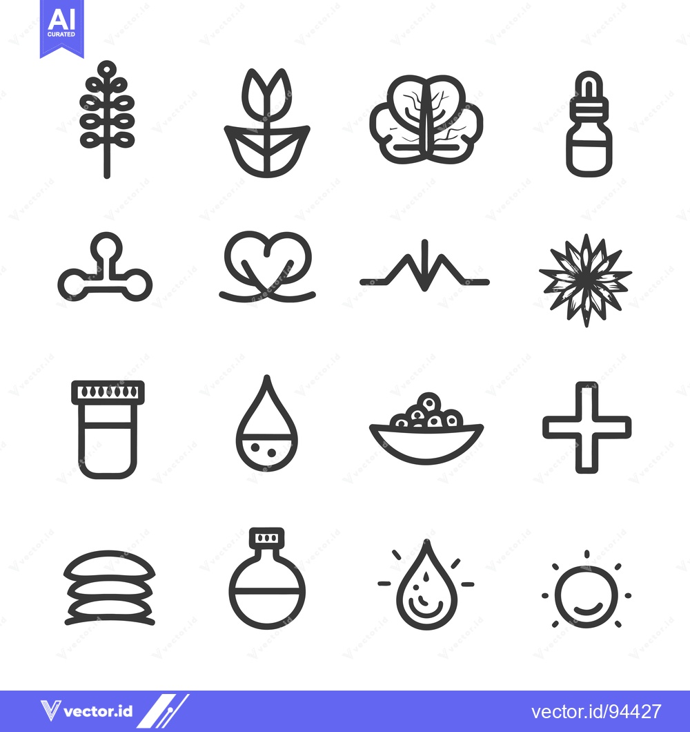 Premium Vector dari Set of 16 Outline Icons for Skincare and Beauty Products